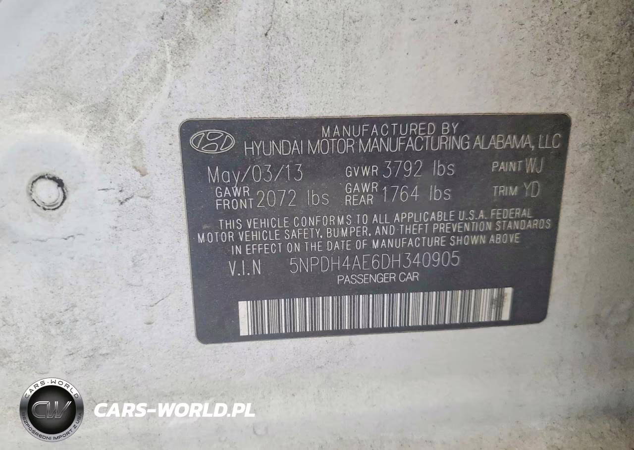 2013 Hyundai Elantra Gls VIN:5NPDH4AE6DH340905 - 12