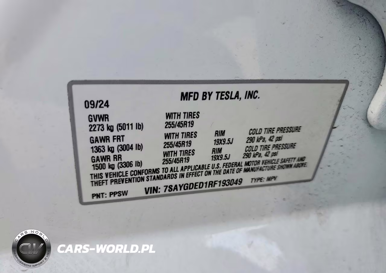 2024 Tesla Model Y Rwd VIN:7SAYGDED1RF193049 - 13
