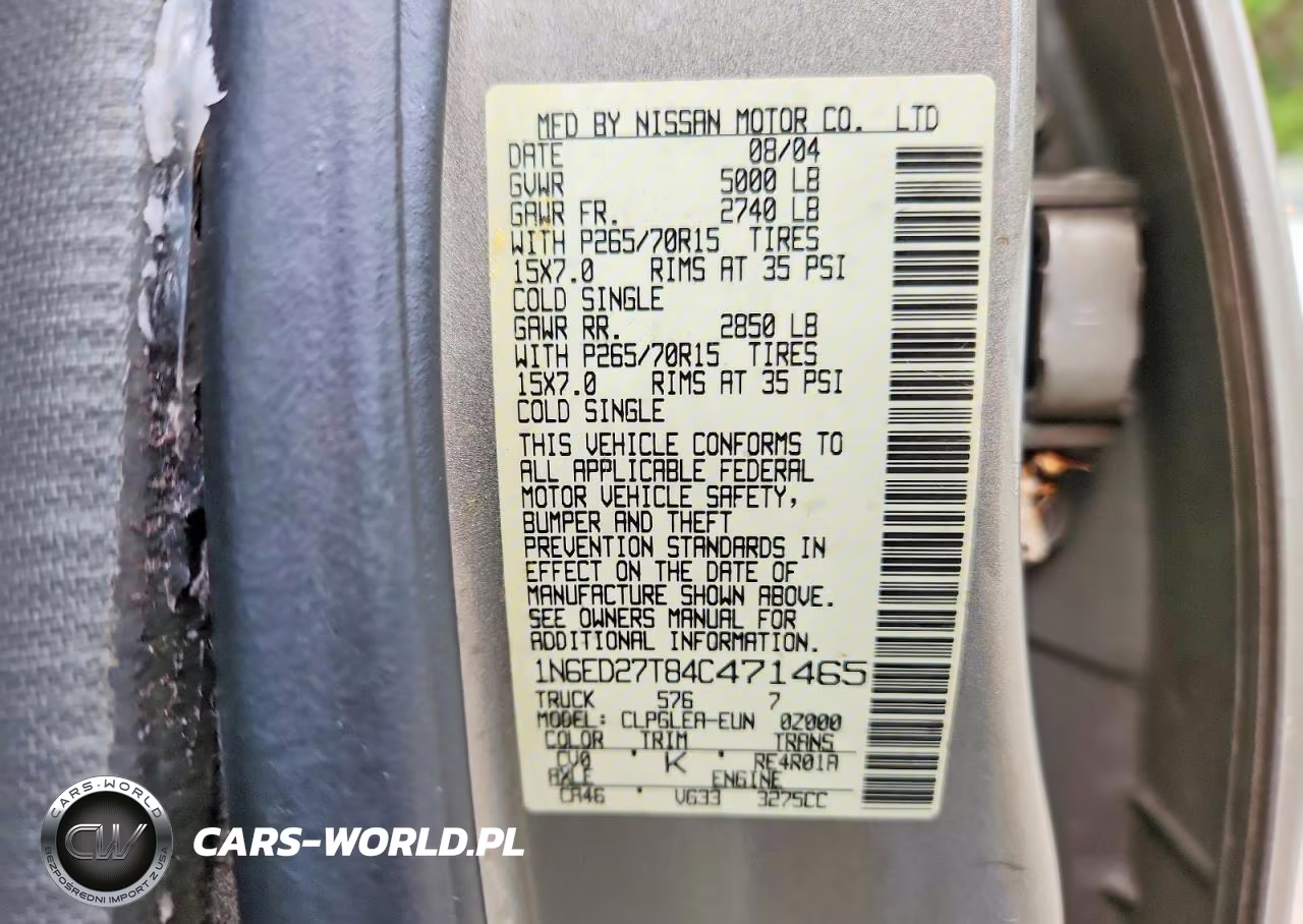 2004 Nissan Frontier Crew Cab Xe V6 VIN:1N6ED27T84C471465 - 12