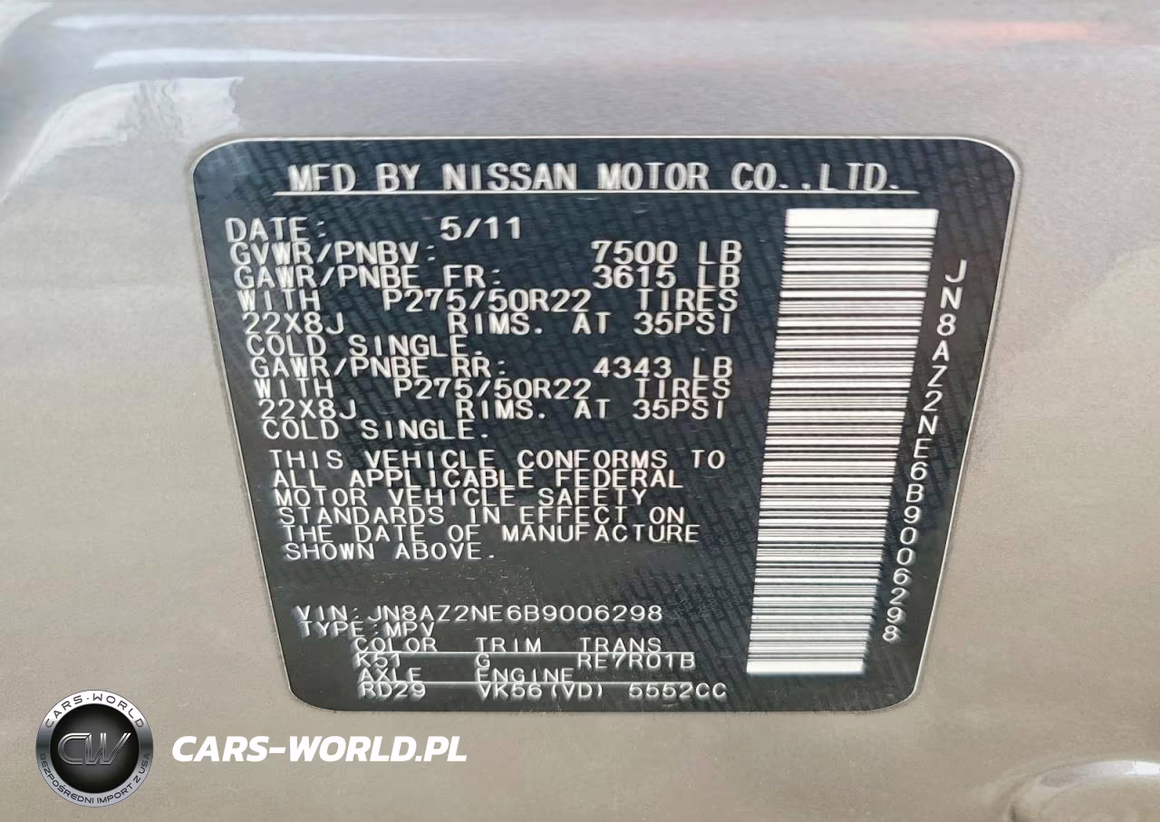 2011 Infiniti Qx56 Base VIN:JN8AZ2NE6B9006298 - 13