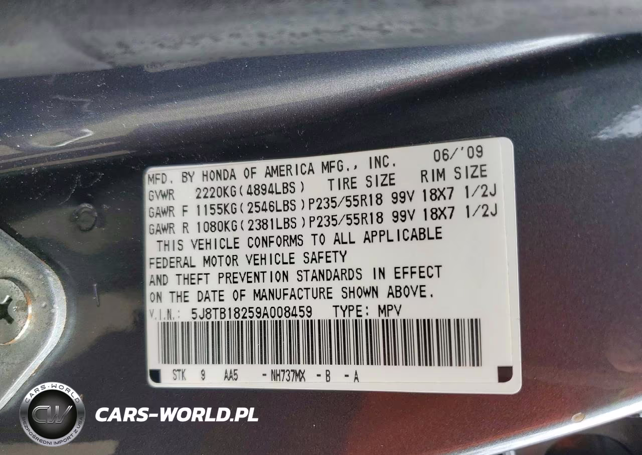 2009 Acura Rdx VIN:5J8TB18259A008459 - 13