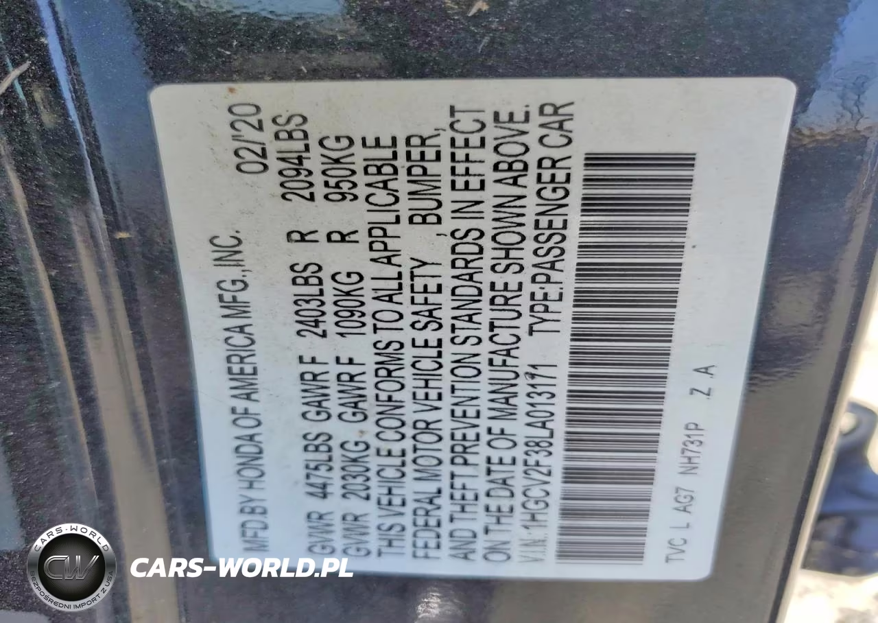 2020 Honda Accord Sport VIN:1HGCV2F38LA013171 - 12