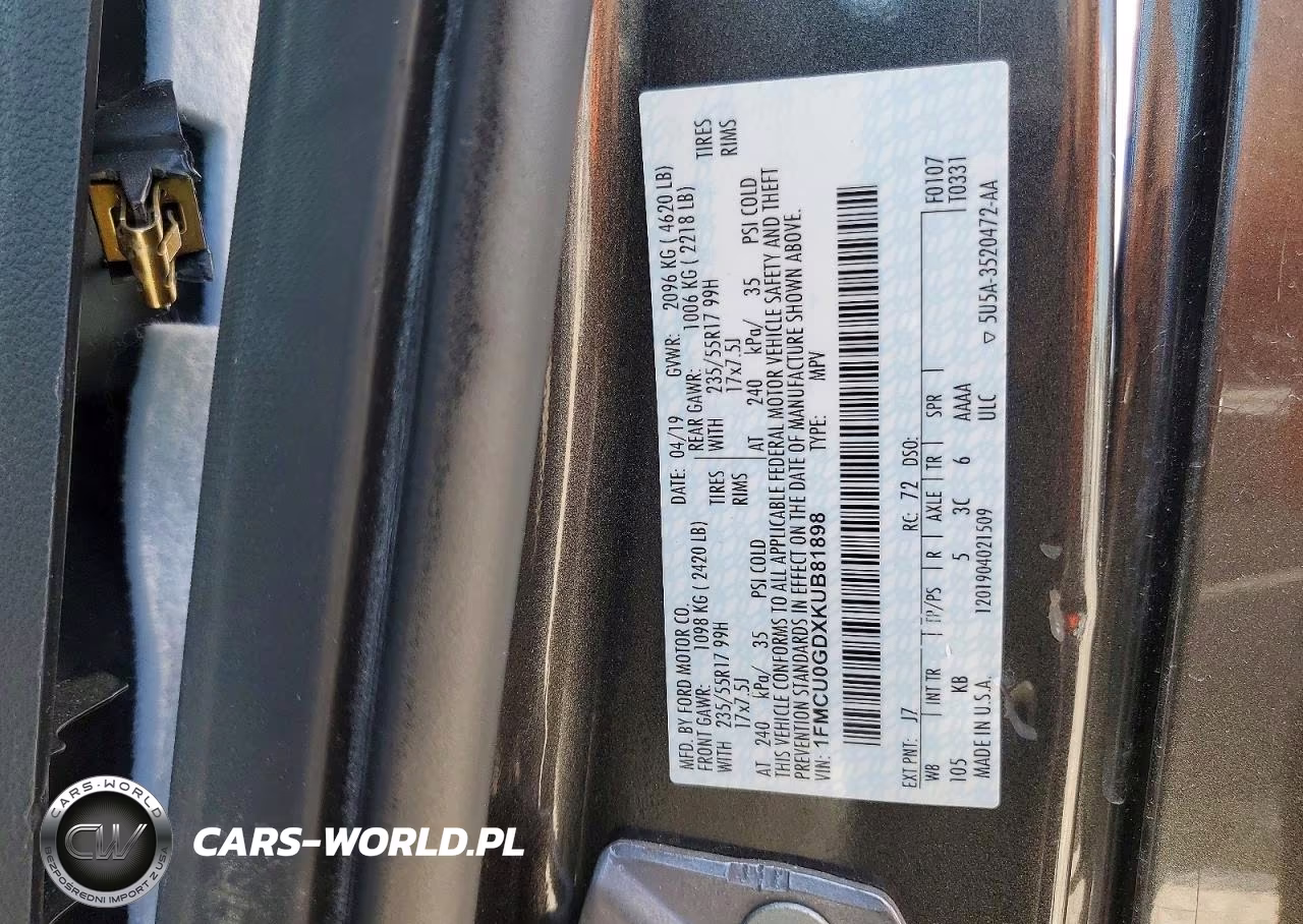 2019 Ford Escape Se VIN:1FMCU0GDXKUB81898 - 14