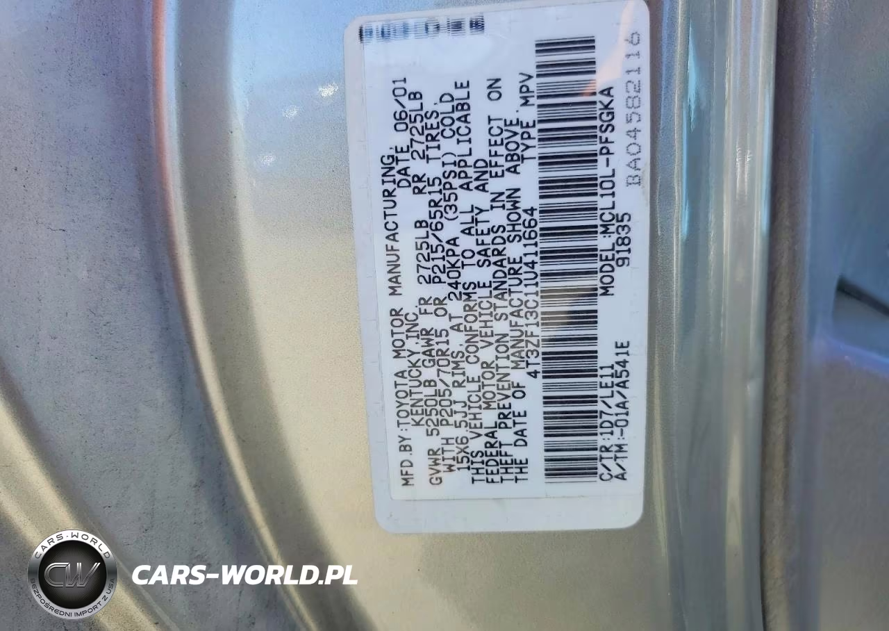2001 Toyota Sienna Xle VIN:4T3ZF13C11U411664 - 13