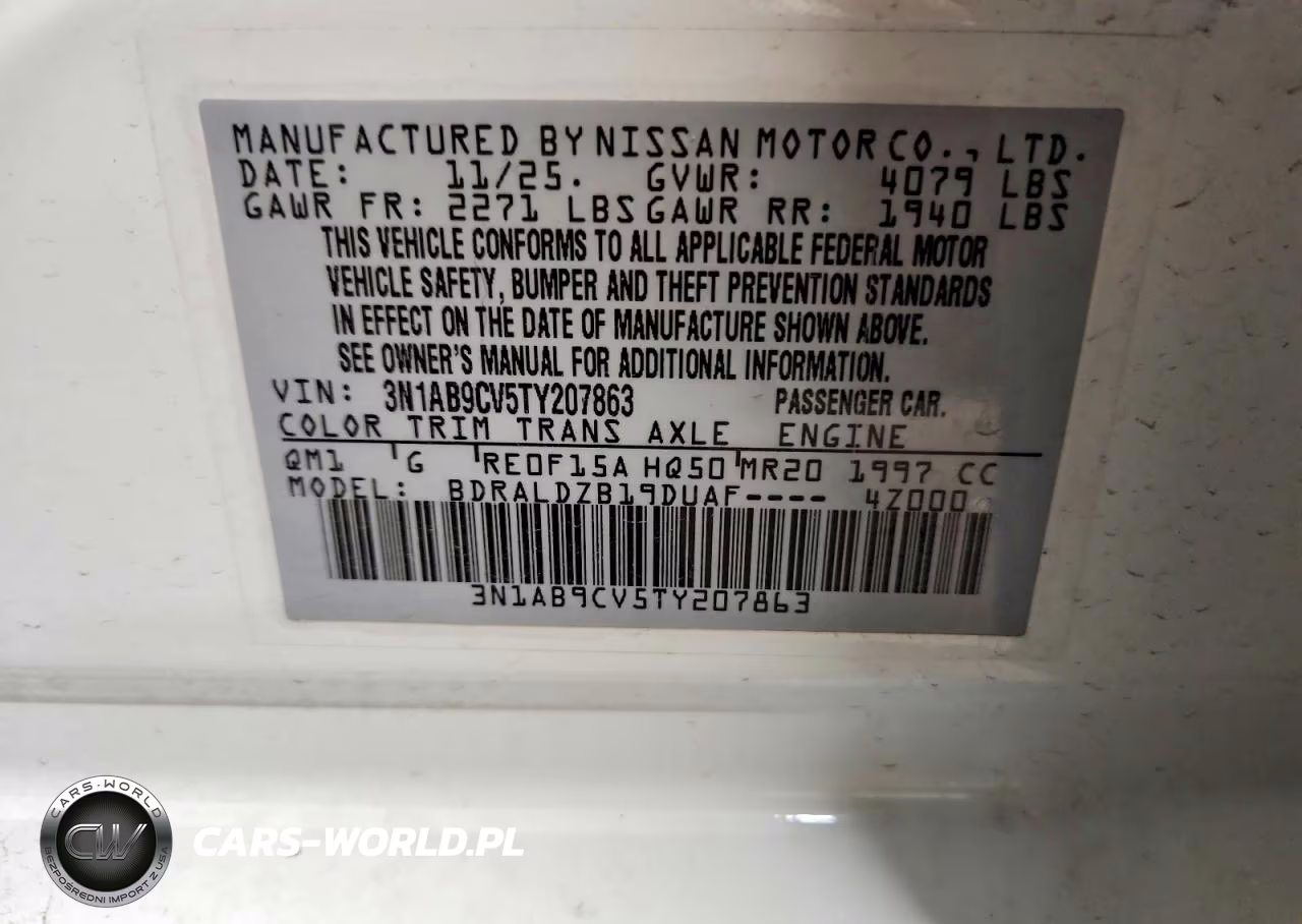 2026 Nissan Sentra Sv VIN:3N1AB9CV5TY207863 - 13