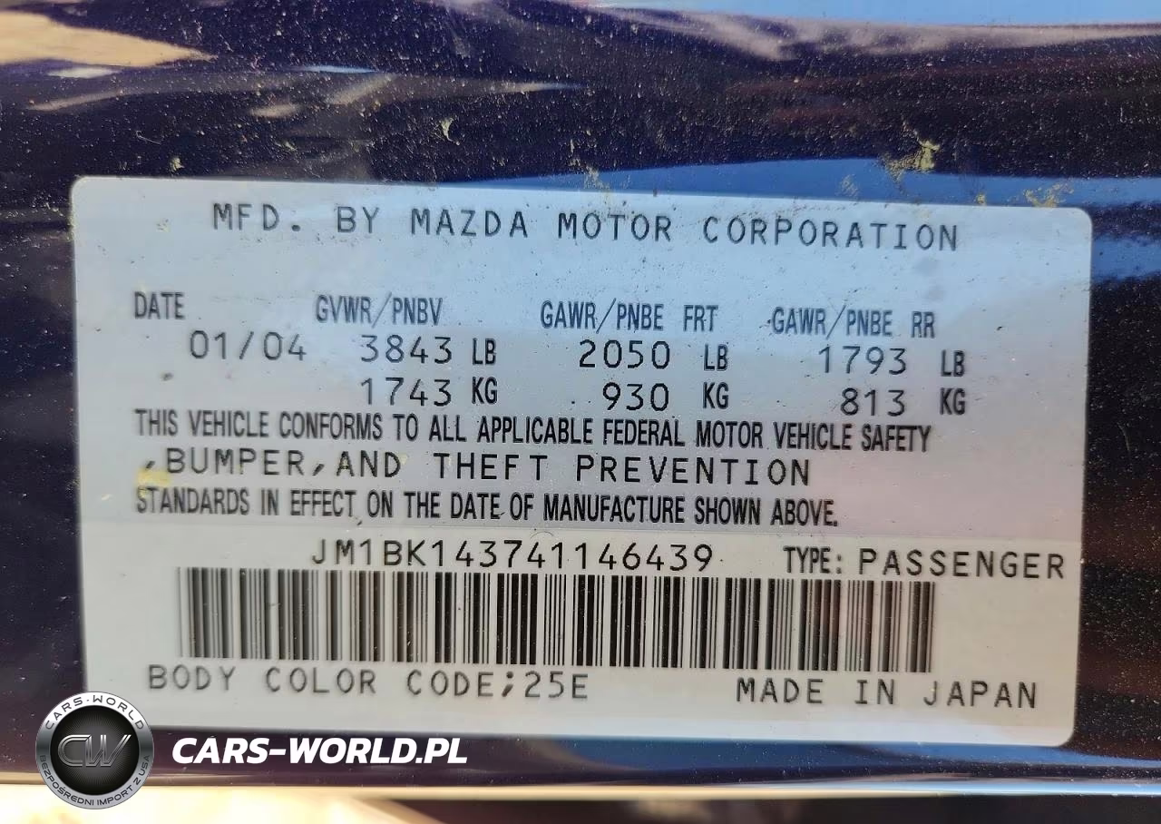 2004 Mazda 3 Hatchback VIN:JM1BK143741146439 - 13