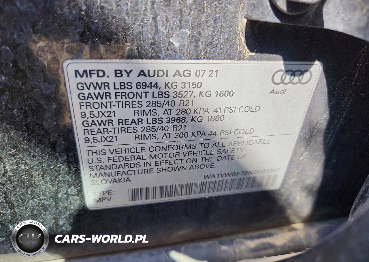 2022 Audi Sq7 Prestige VIN:WA1VWBF79ND001047 - 13