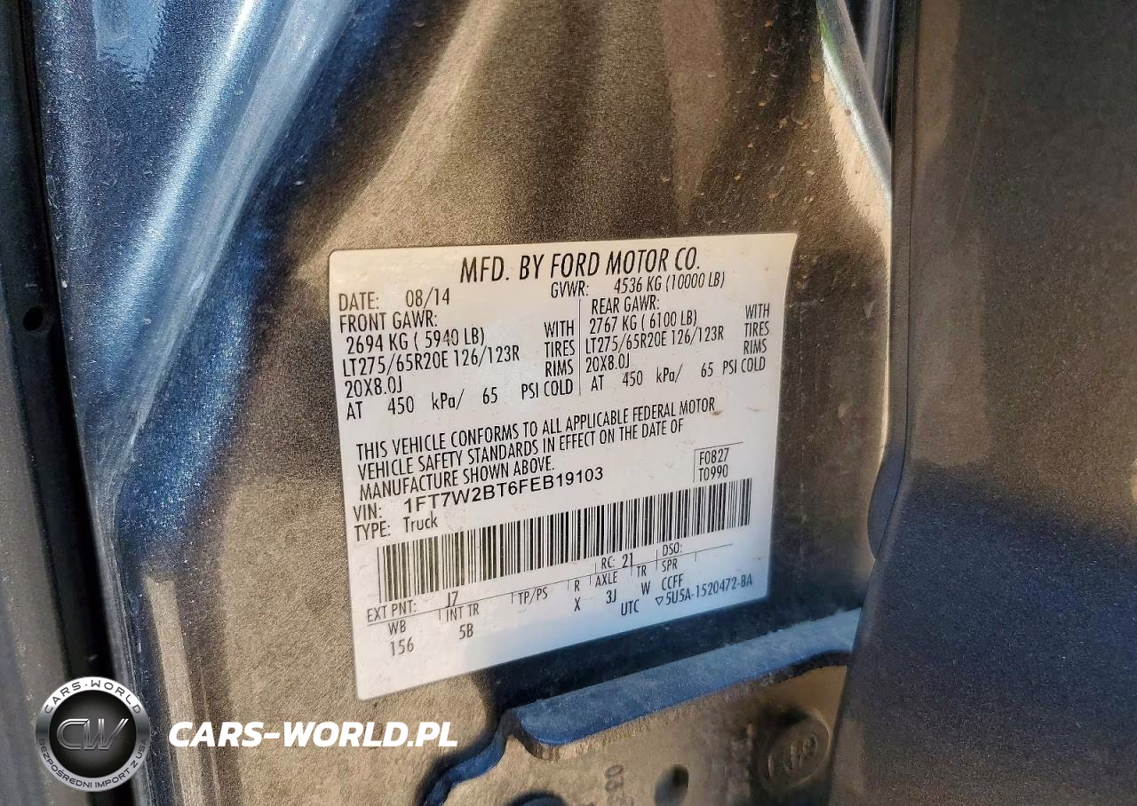 2015 Ford F250 Super Duty VIN:1FT7W2BT6FEB19103 - 12