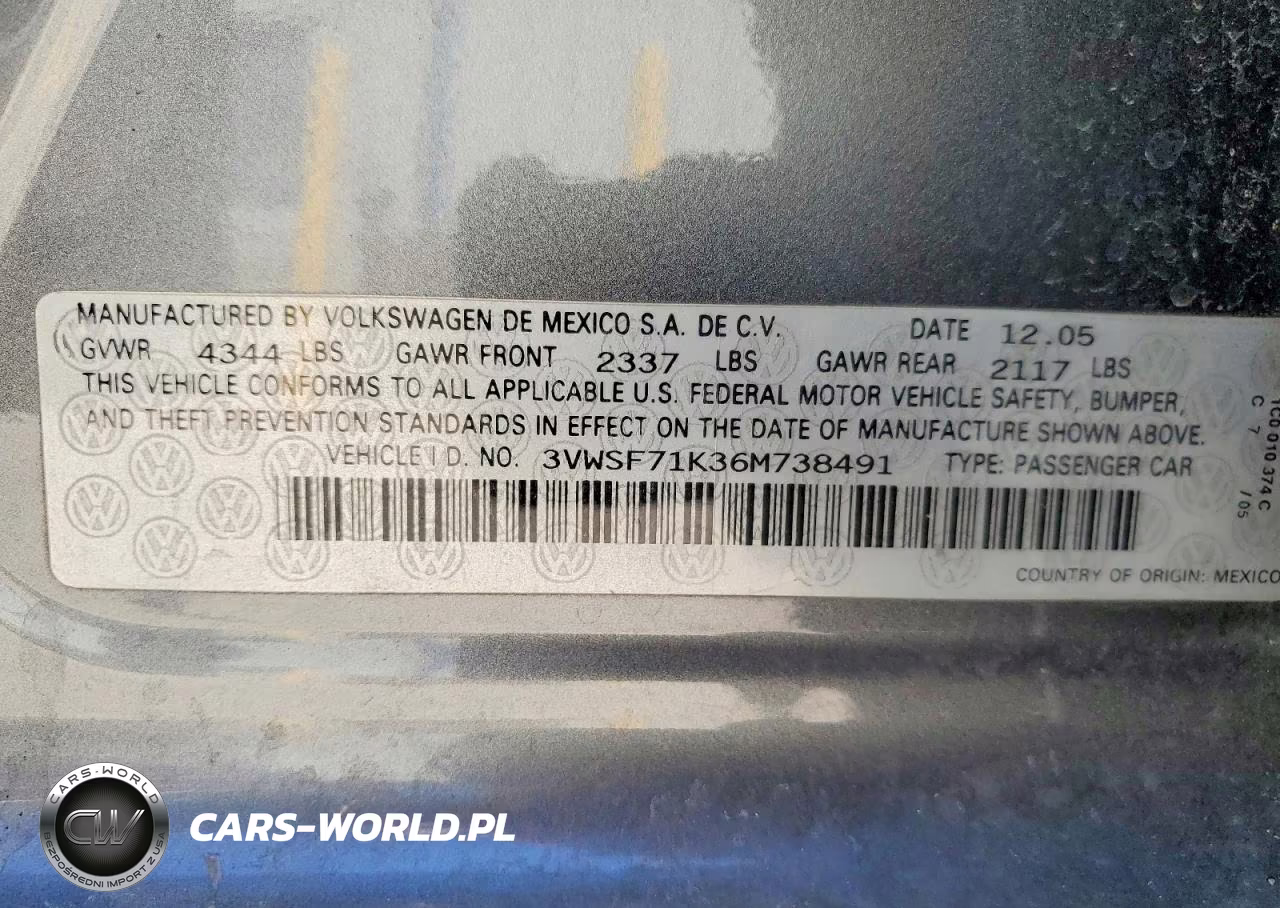 2006 Volkswagen Jetta 2.5 Option Package 1 VIN:3VWSF71K36M738491 - 12