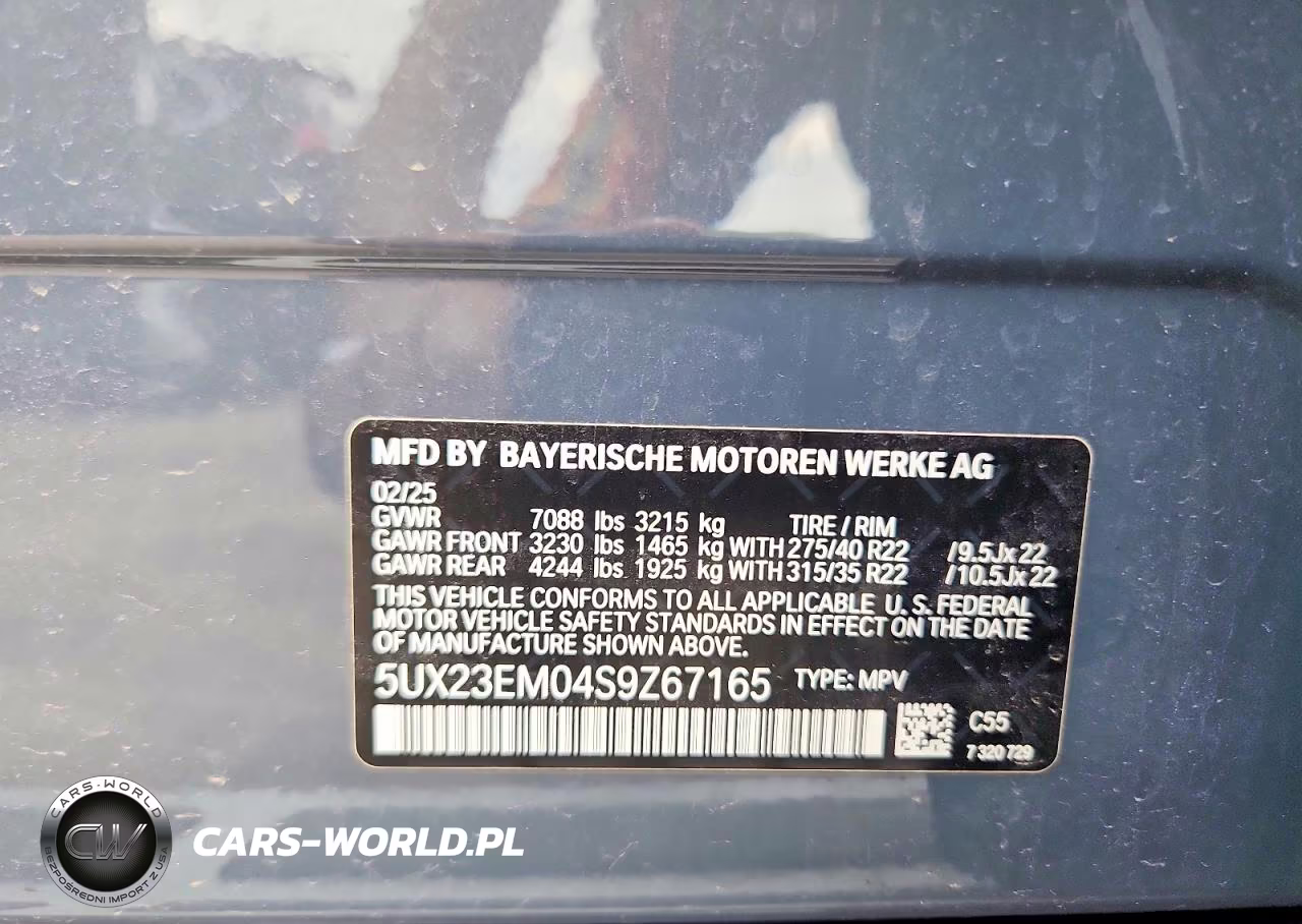 2025 BMW X7 xDrive40I VIN:5UX23EM04S9Z67165 - 13