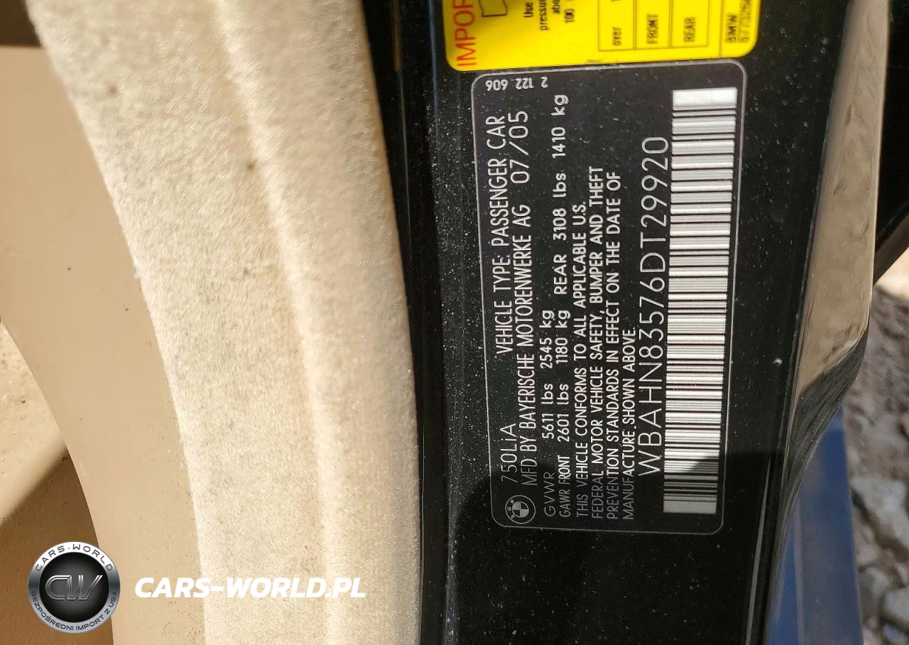 2006 BMW 750 Li VIN:WBAHN83576DT29920 - 12