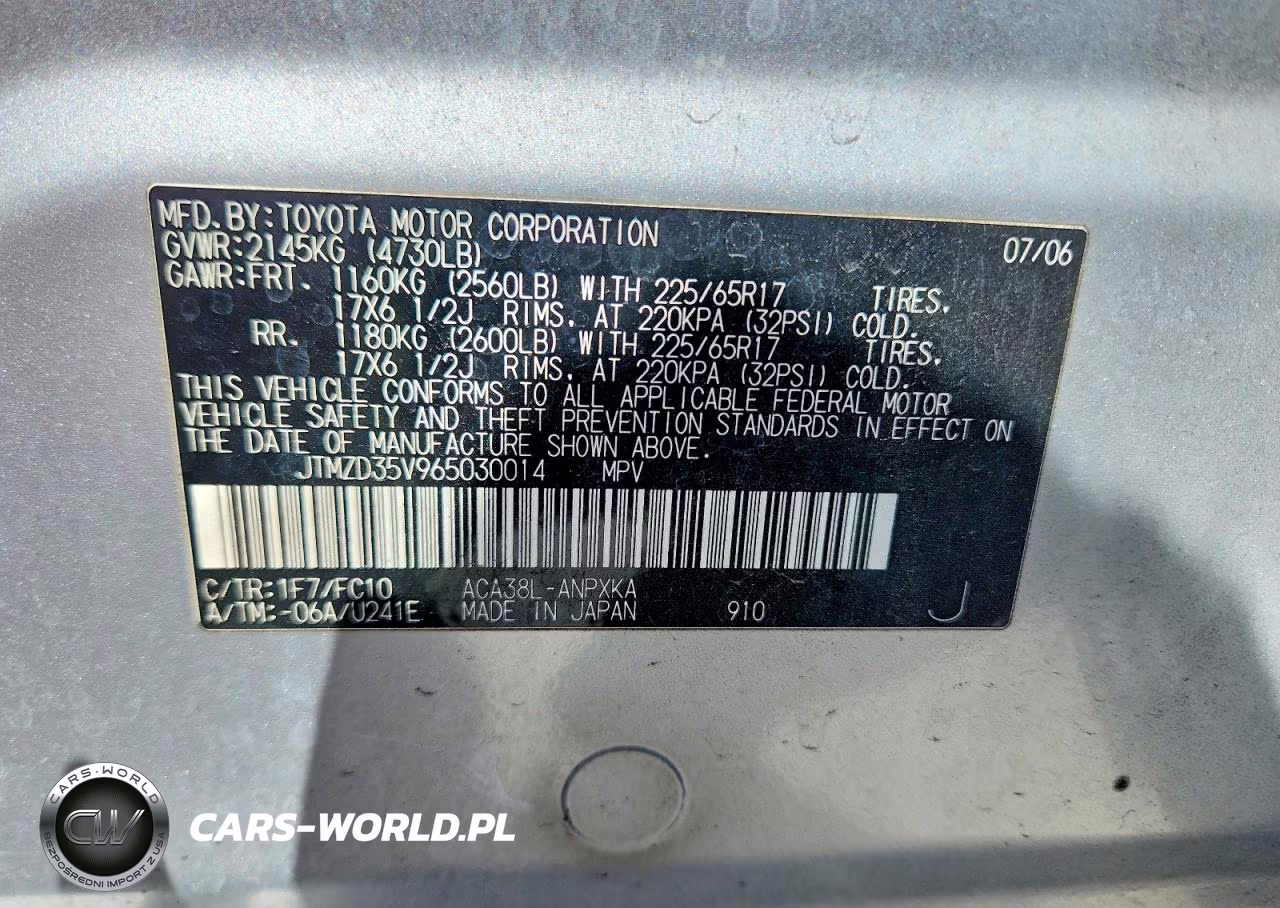 2006 Toyota Rav4 Base VIN:JTMZD35V965030014 - 12