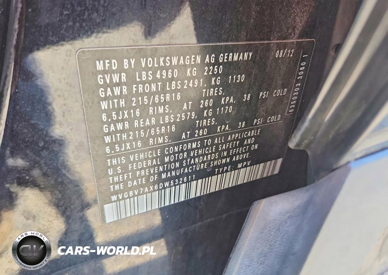 2013 Volkswagen Tiguan S VIN:WVGBV7AX6DW532611 - 13