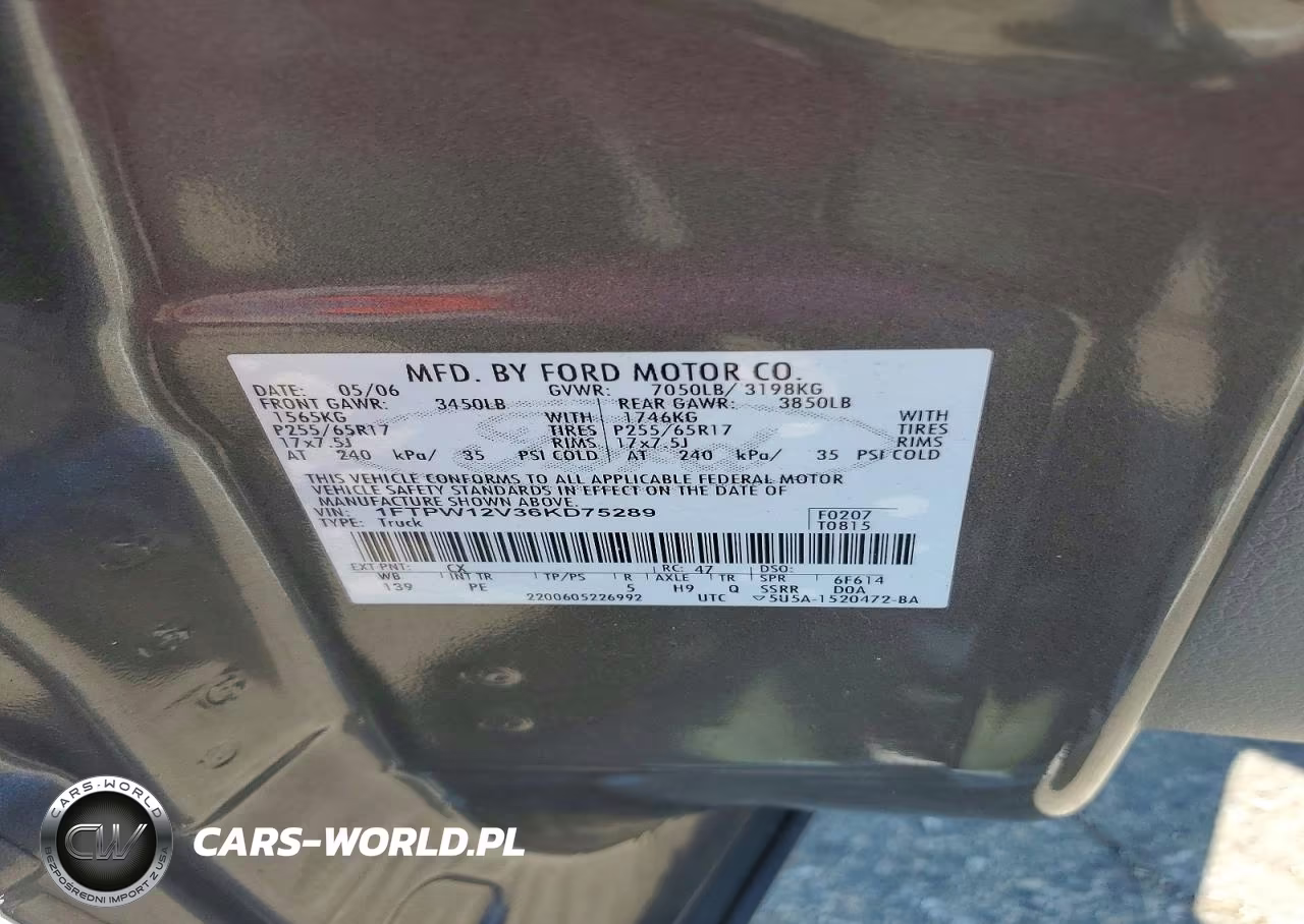 2006 Ford F150 Supercrew VIN:1FTPW12V36KD75289 - 12