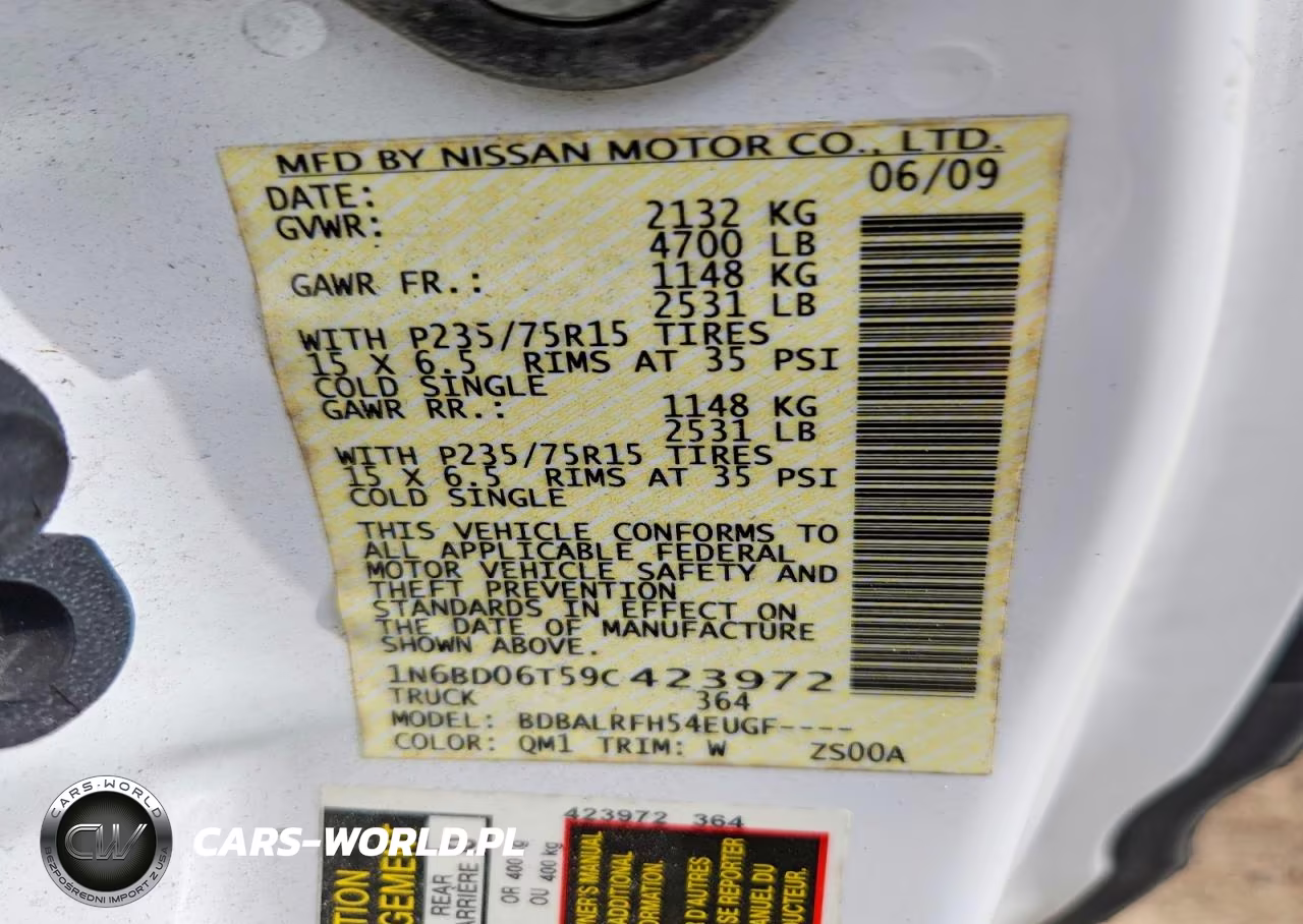 2009 Nissan 810-Maxima Sedan VIN:1N6BD06T59C423972 - 12