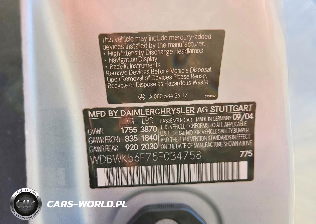 2005 Mercedes-Benz Slk 350 VIN:WDBWK56F75F034758 - 12