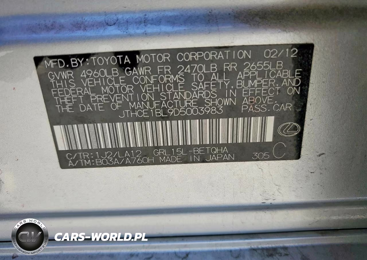 2013 Lexus Gs 350 VIN:JTHCE1BL9D5003983 - 12