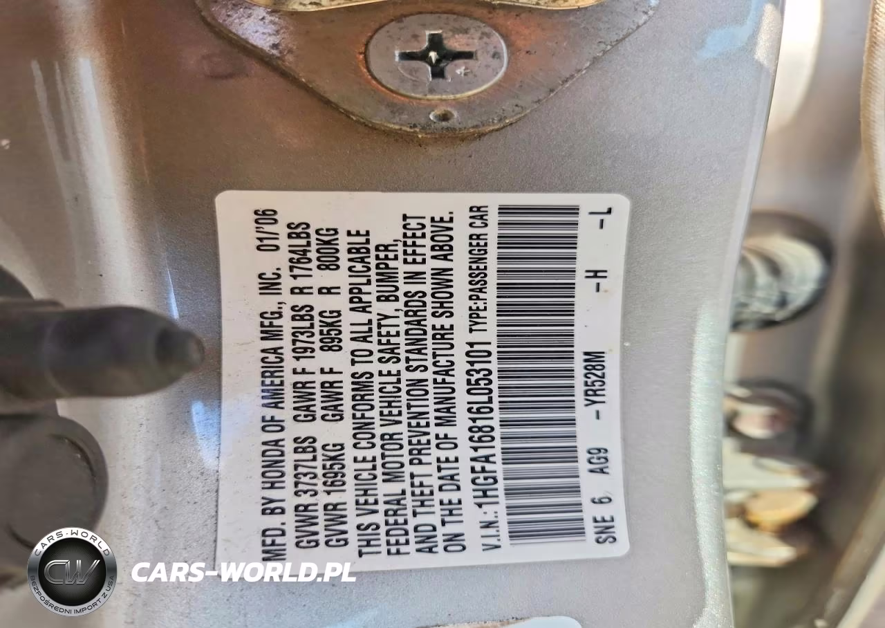 2006 Honda Civic Ex VIN:1HGFA16816L053101 - 12