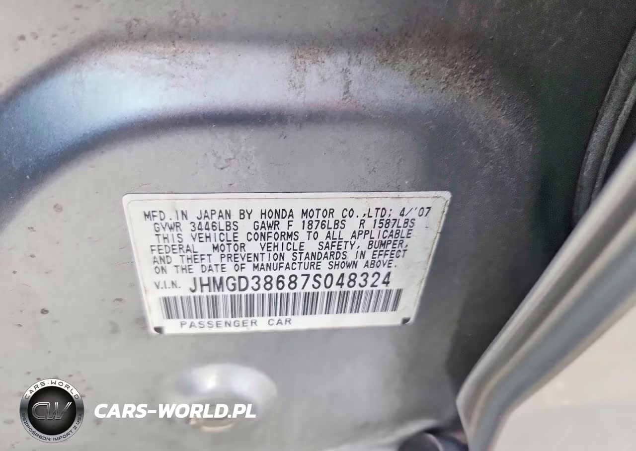 2007 Honda Fit S VIN:JHMGD38687S048324 - 13