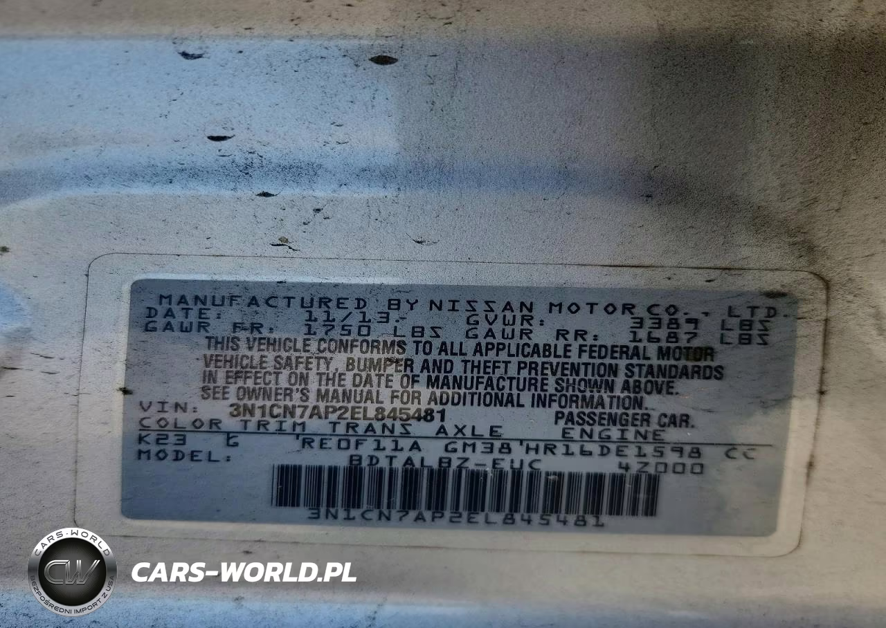 2014 Nissan Versa 1.6 Sv VIN:3N1CN7AP2EL845481 - 13