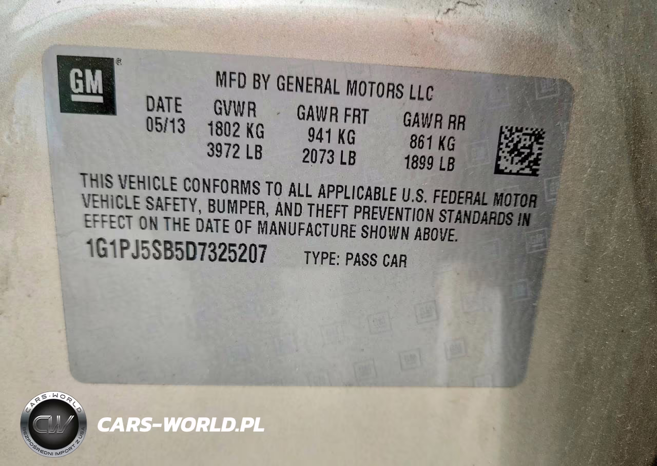 2013 Chevrolet Cruze Eco VIN:1G1PJ5SB5D7325207 - 12