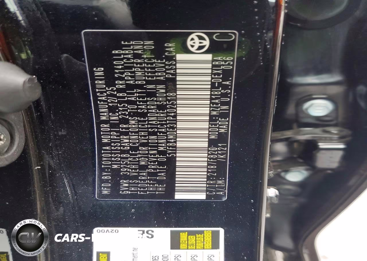 2026 Toyota Corolla Le VIN:5YFB4MDE3TP402518 - 12