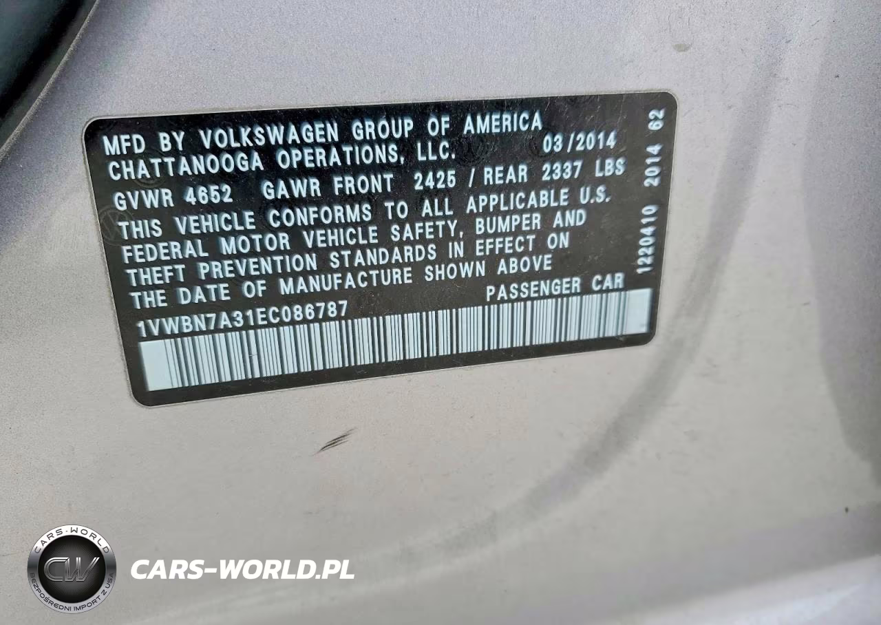 2014 Volkswagen Passat Se VIN:1VWBN7A31EC086787 - 12