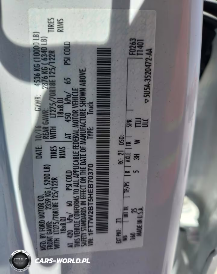 2017 Ford F250 Super Duty VIN:1FT7W2BT5HEB70370 - 12