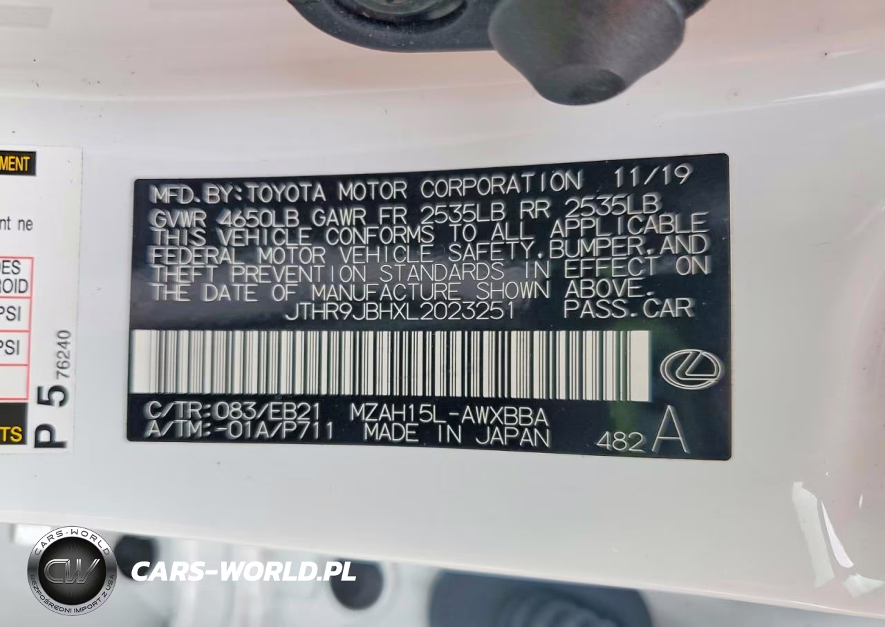 2020 Lexus Ux 250H VIN:JTHR9JBHXL2023251 - 13