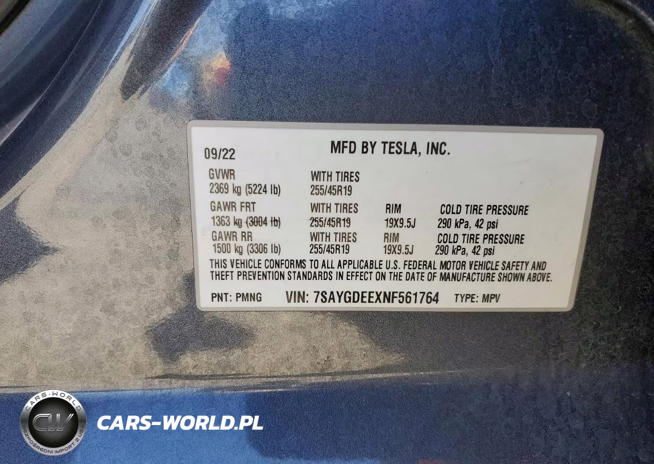 2022 Tesla Model Y VIN:7SAYGDEEXNF561764 - 12