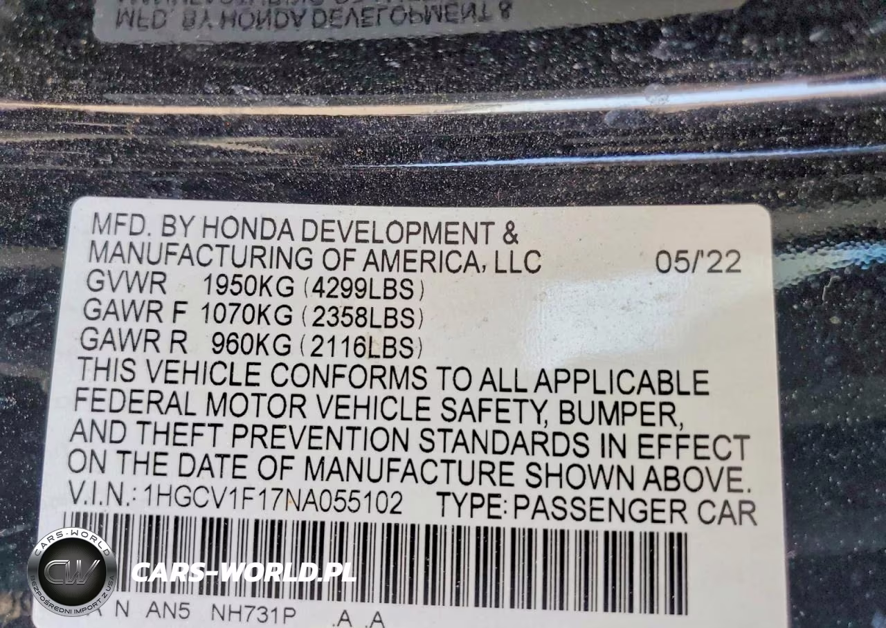 2022 Honda Accord Lx VIN:1HGCV1F17NA055102 - 12