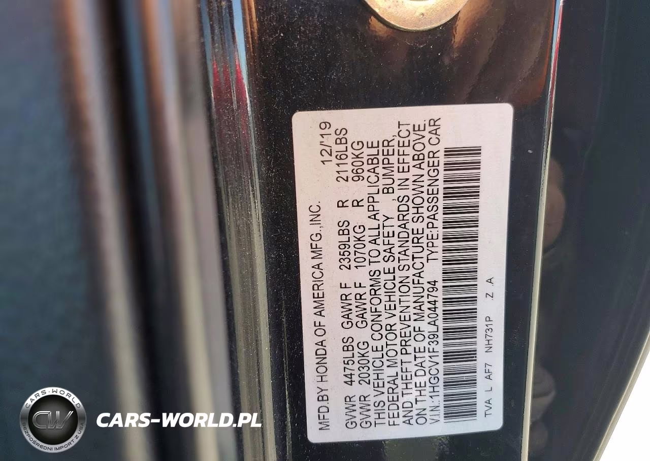 2020 Honda Accord Sport VIN:1HGCV1F39LA044794 - 12