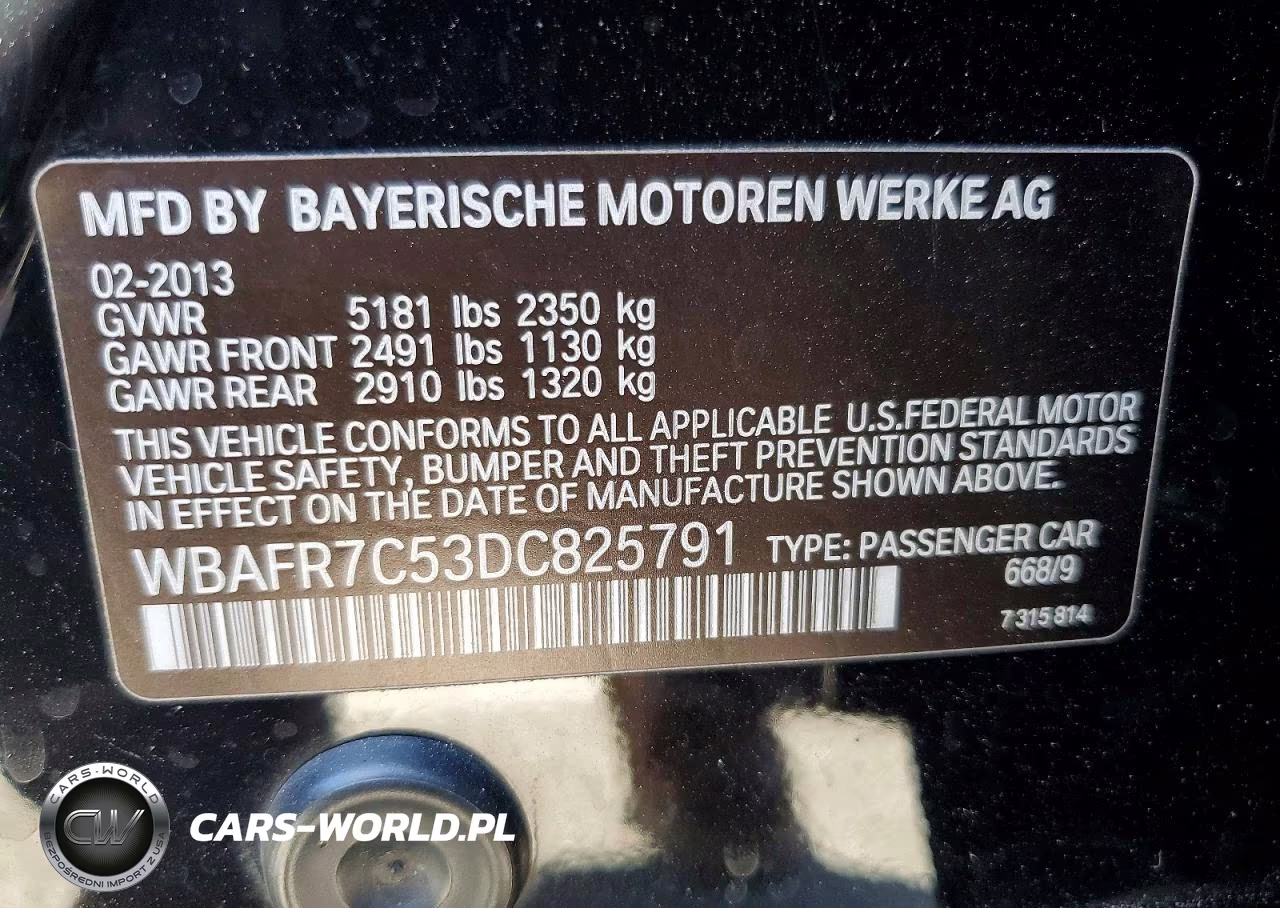 2013 BMW 535 I VIN:WBAFR7C53DC825791 - 12