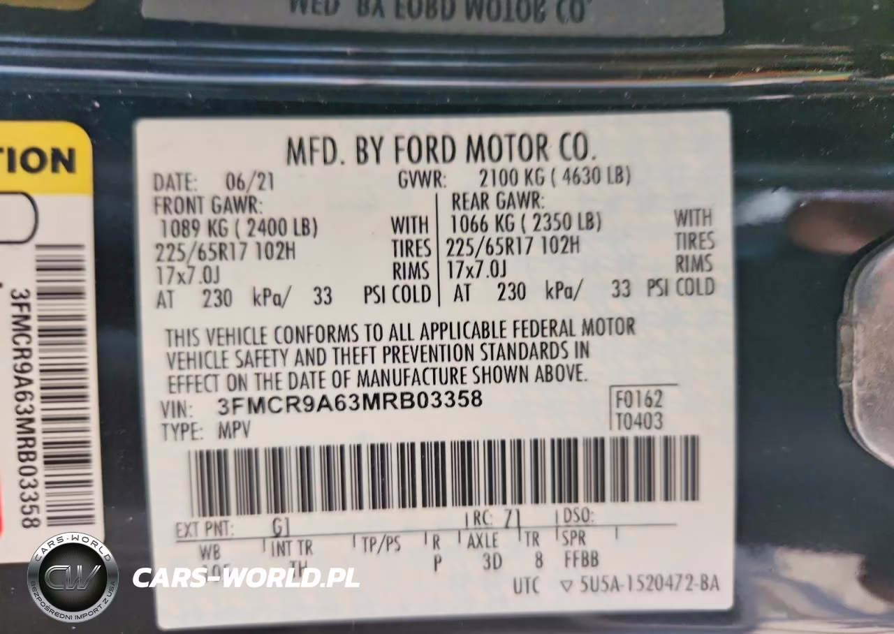 2021 Ford Bronco Sport VIN:3FMCR9A63MRB03358 - 14