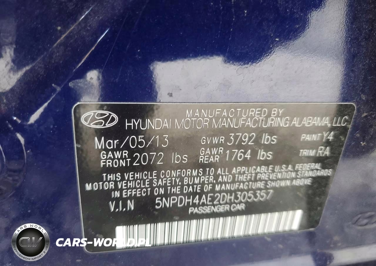 2013 Hyundai Elantra Gls VIN:5NPDH4AE2DH305357 - 13