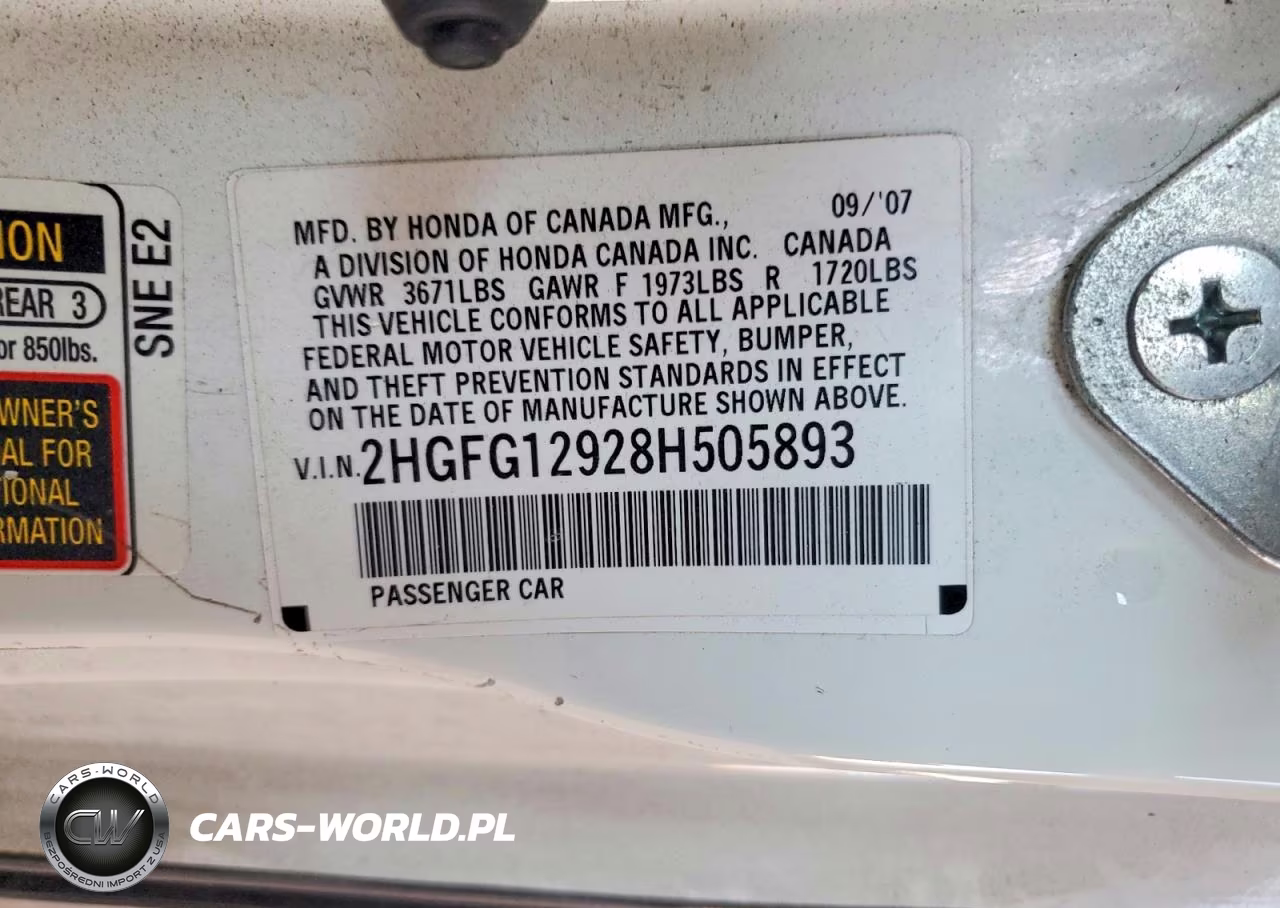 2008 Honda Civic Exl VIN:2HGFG12928H505893 - 12