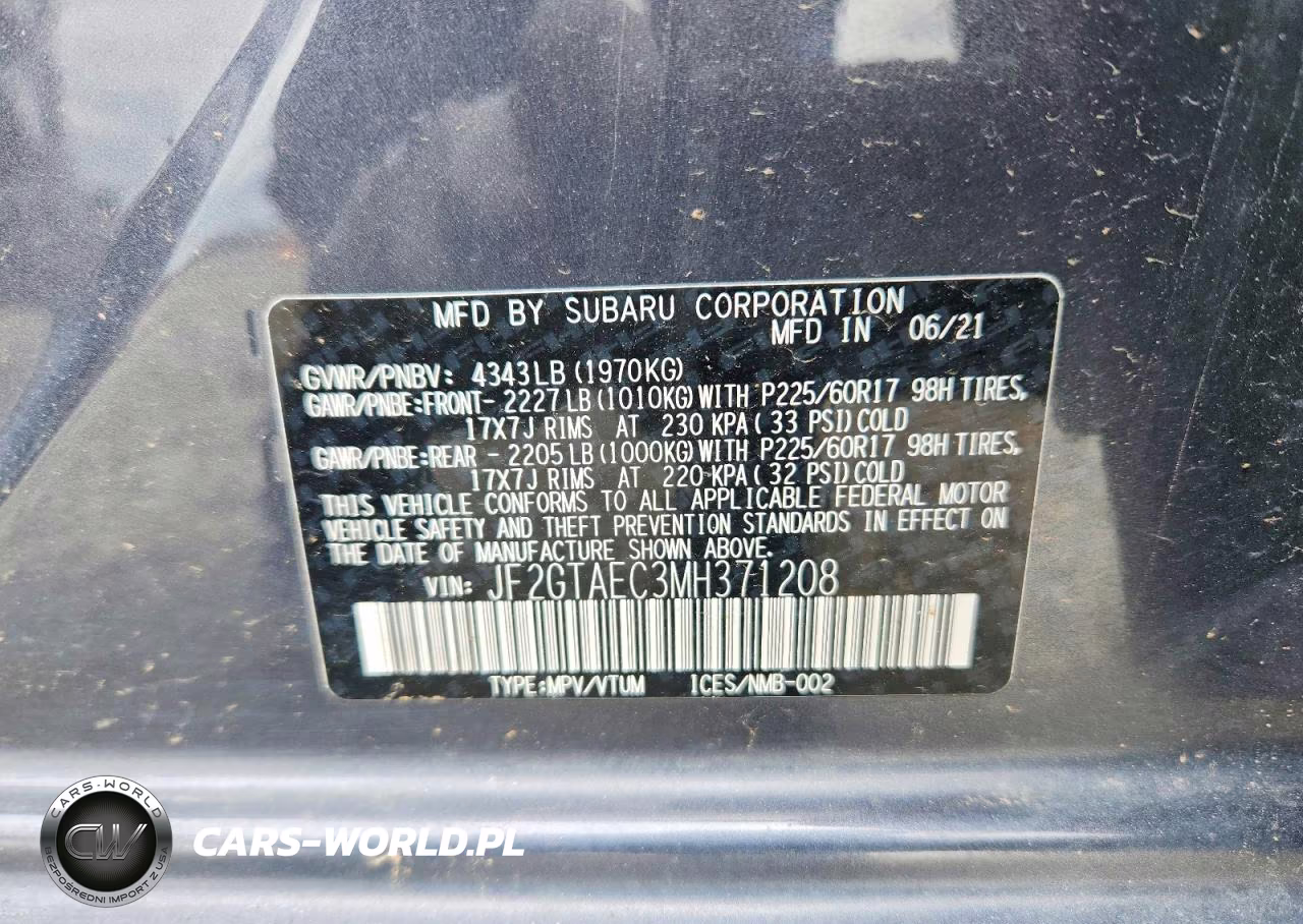 2021 Subaru Crosstrek Premium VIN:JF2GTAEC3MH371208 - 12