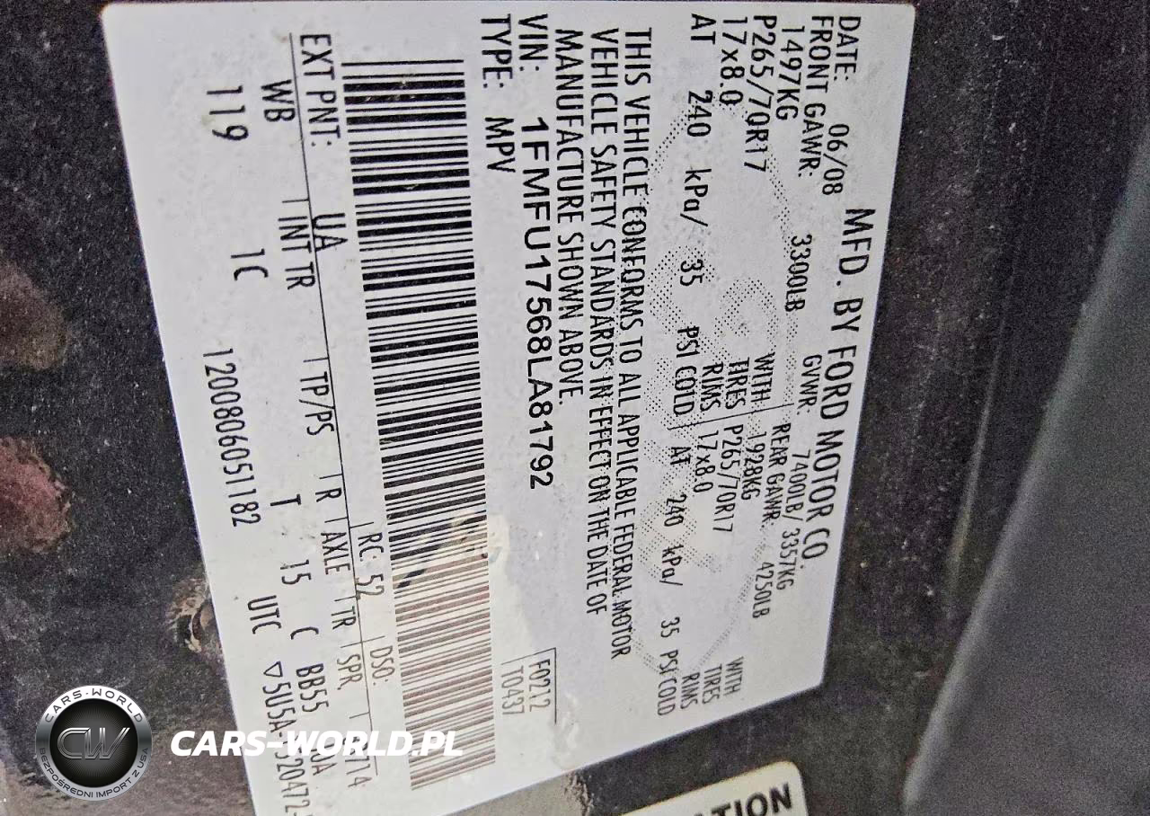 2008 Ford Expedition Eddie Bauer VIN:1FMFU17568LA81792 - 13