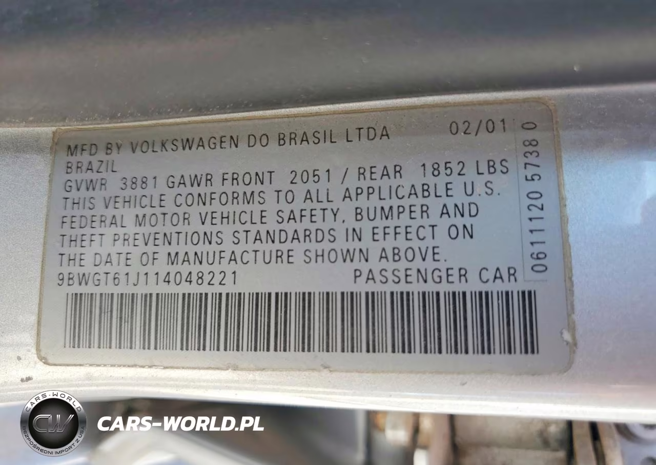 2001 Volkswagen Golf Gls VIN:9BWGT61J114048221 - 12
