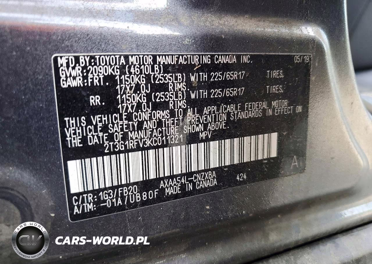 2019 Toyota Rav4 Le VIN:2T3G1RFV3KC011321 - 13
