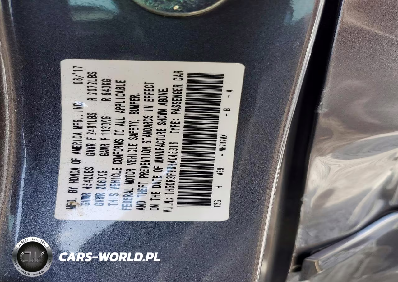 2017 Honda Accord Touring VIN:1HGCR3F96HA045316 - 12