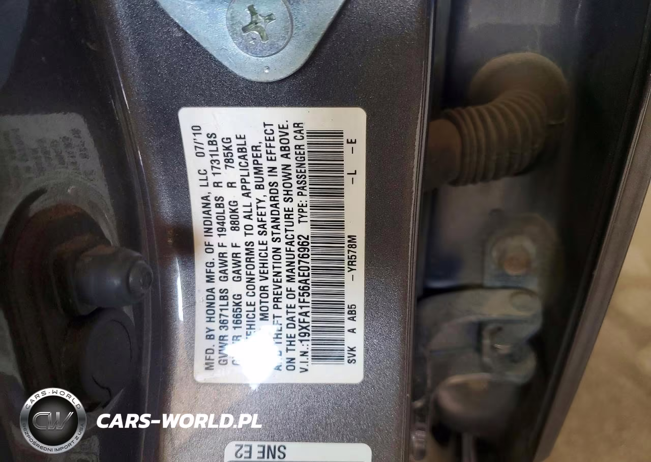 2010 Honda Civic Lx VIN:19XFA1F56AE076962 - 12
