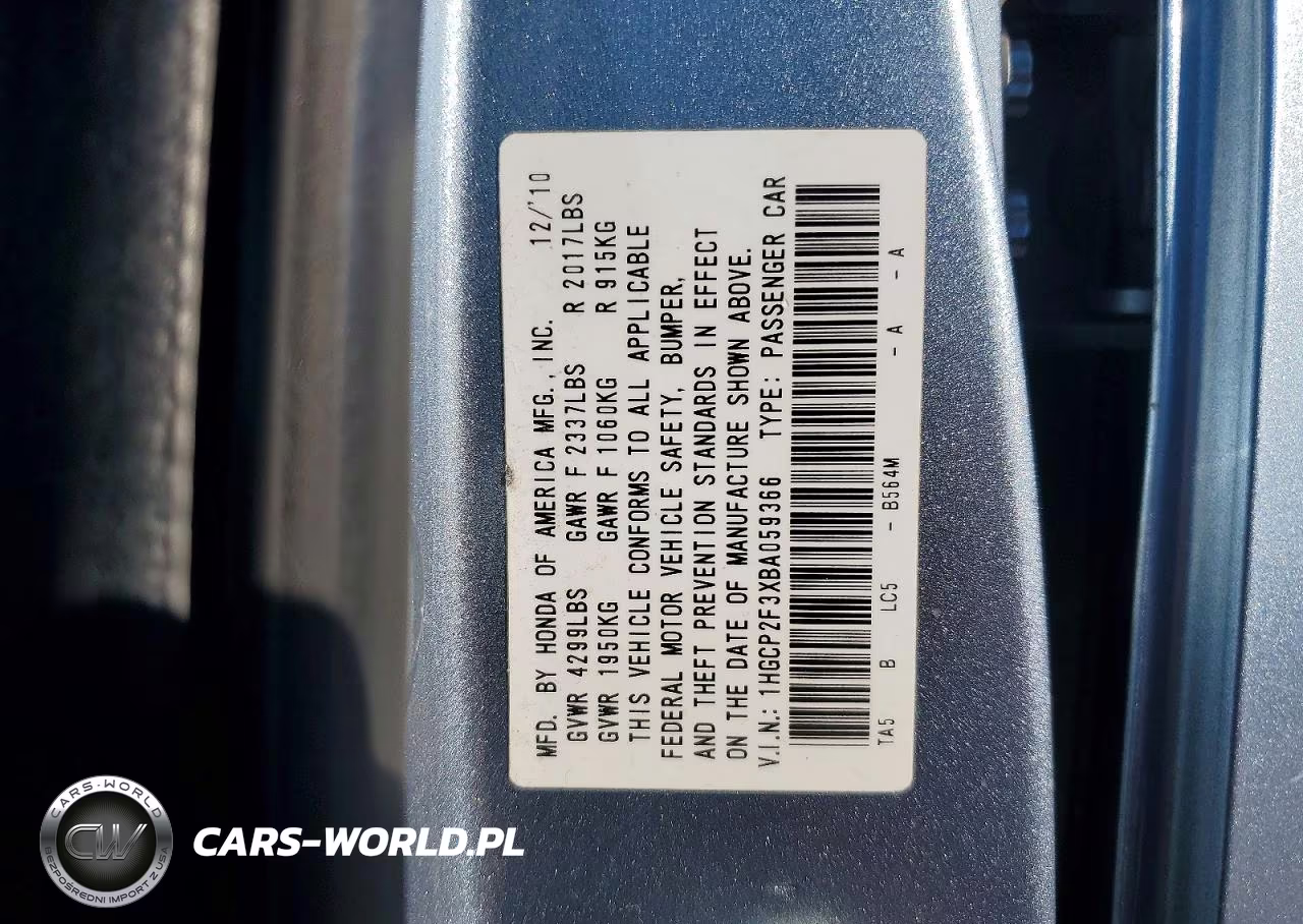 2011 Honda Accord Lx VIN:1HGCP2F3XBA059366 - 12