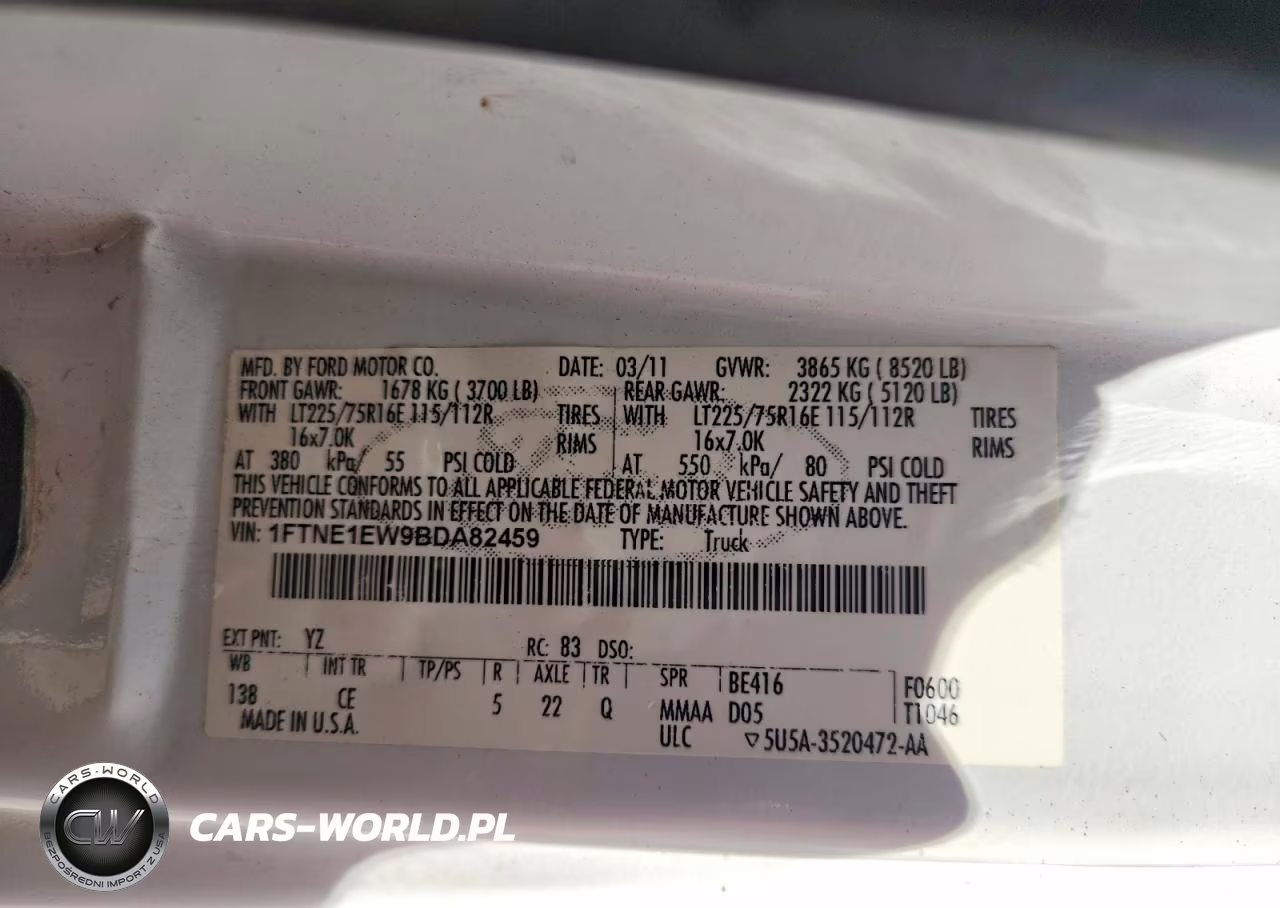2011 Ford Econoline E150 Van VIN:1FTNE1EW9BDA82459 - 13