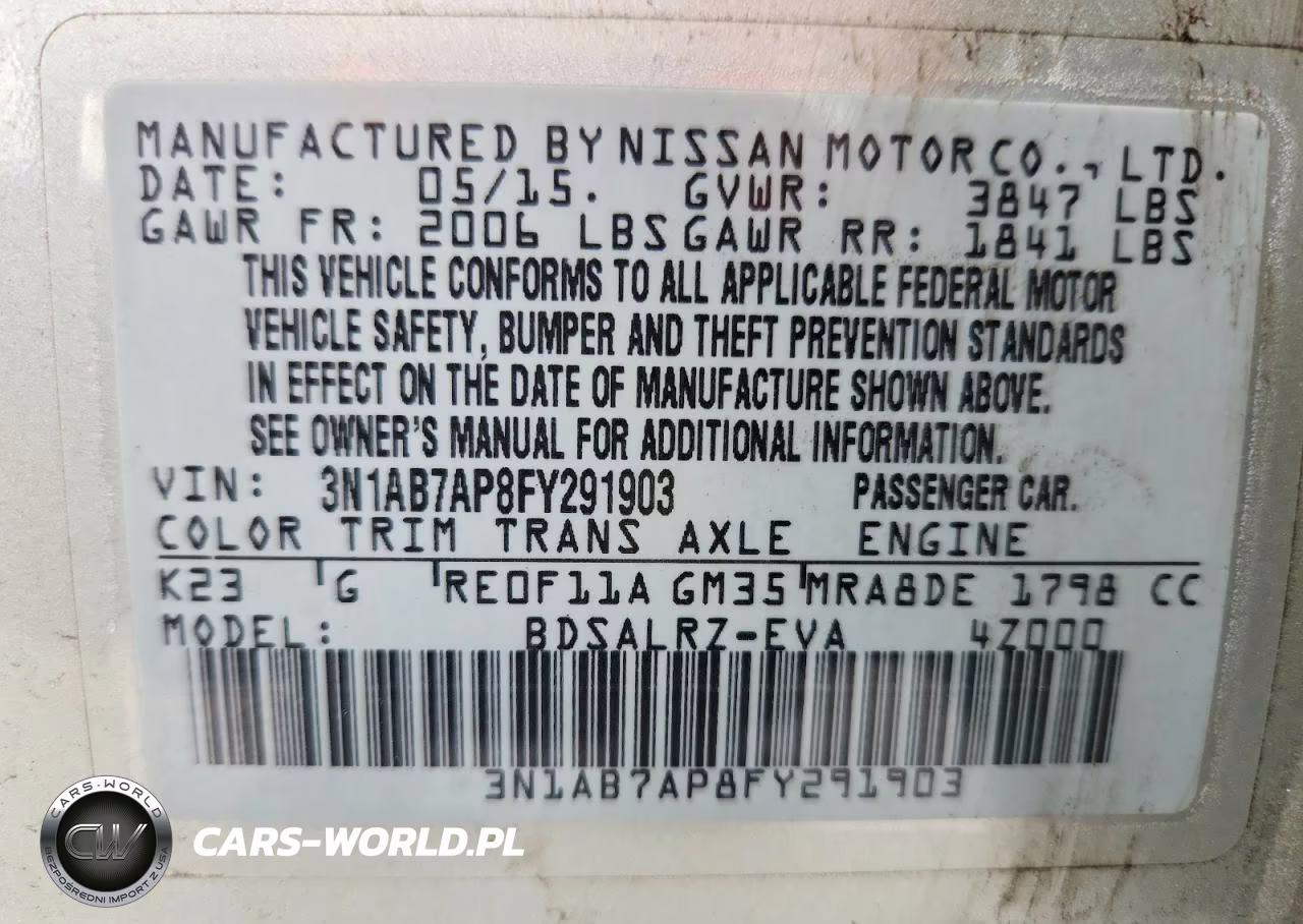 2015 Nissan Sentra Sr VIN:3N1AB7AP8FY291903 - 13