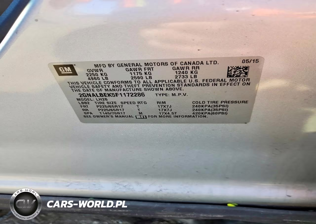 2015 Chevrolet Equinox Lt VIN:2GNALBEK5F1172286 - 13