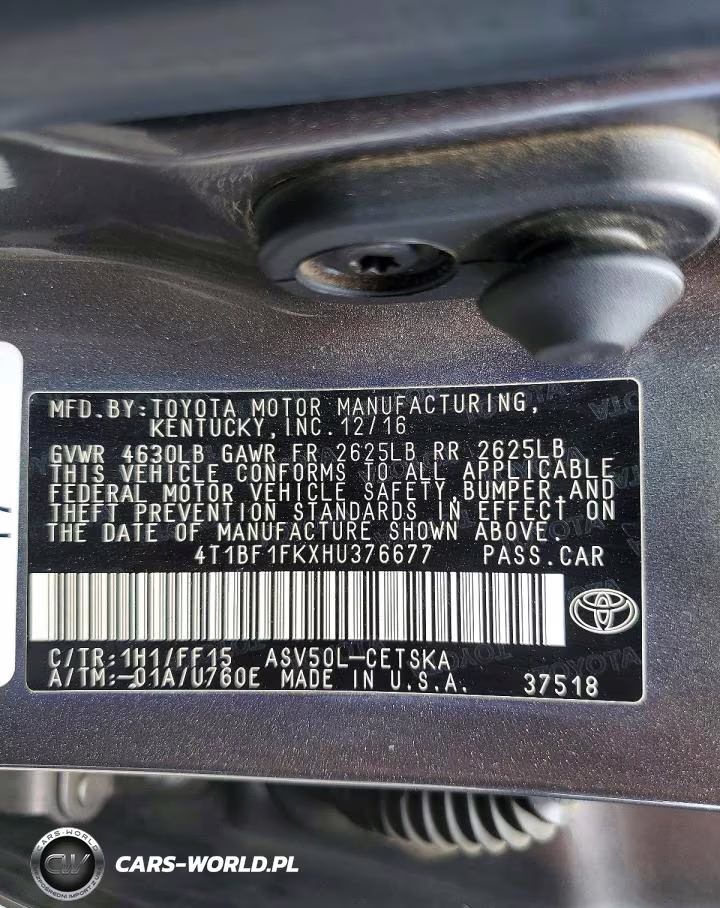 2017 Toyota Camry Se VIN:4T1BF1FKXHU376677 - 12