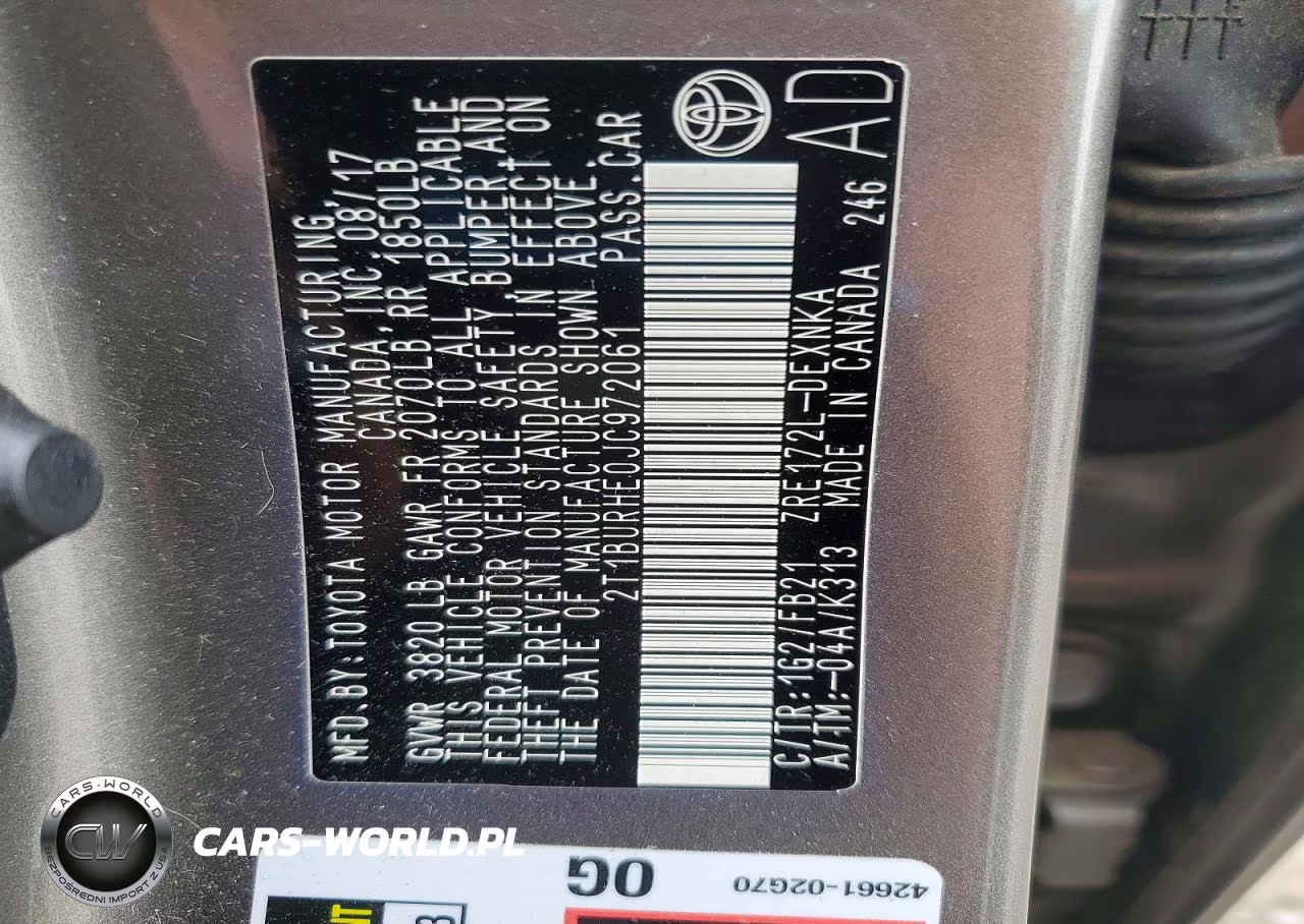 2018 Toyota Corolla Le VIN:2T1BURHE0JC972061 - 13