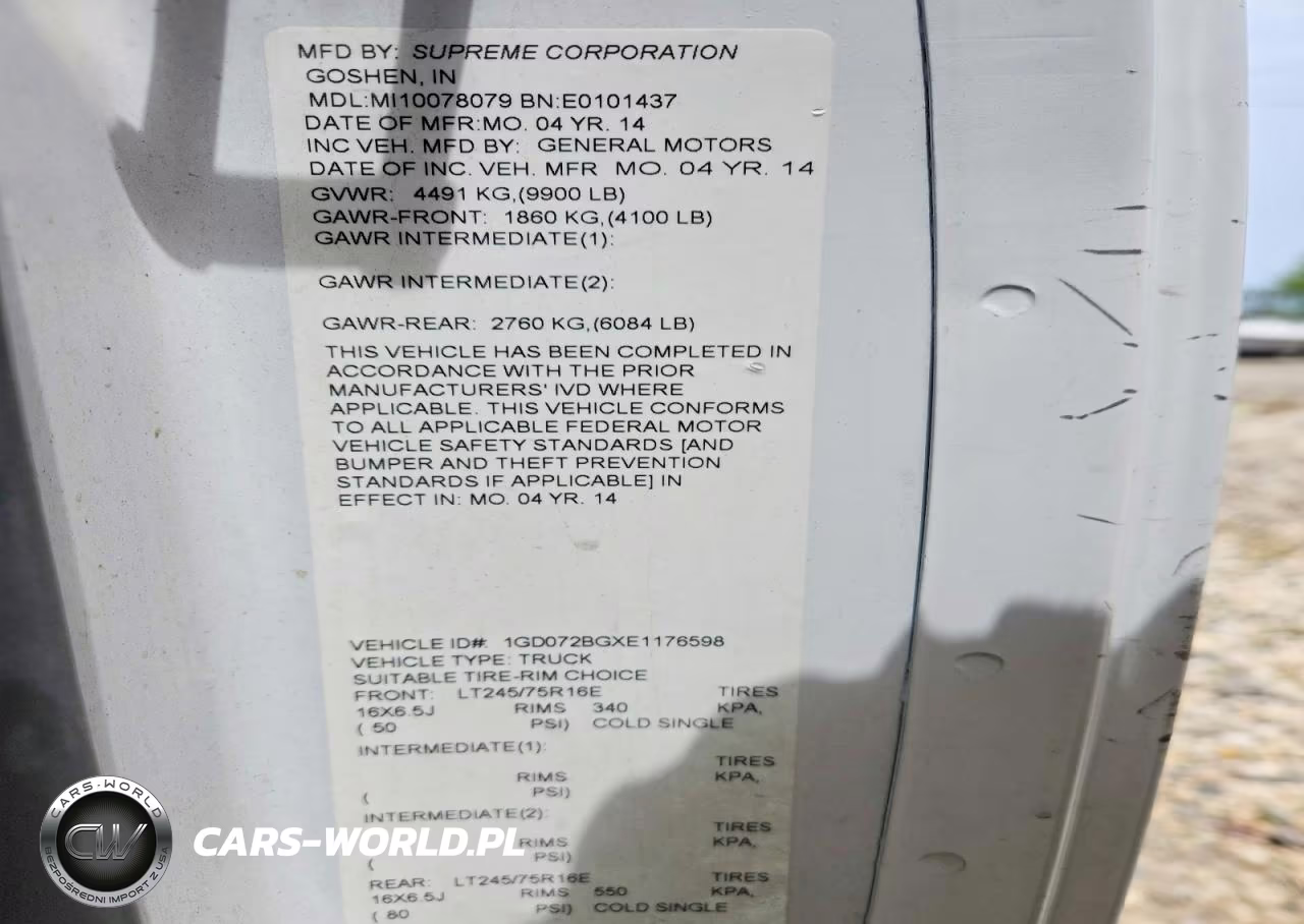 2014 GMC Savana Cutaway G3500 VIN:1GD072BGXE1176598 - 12