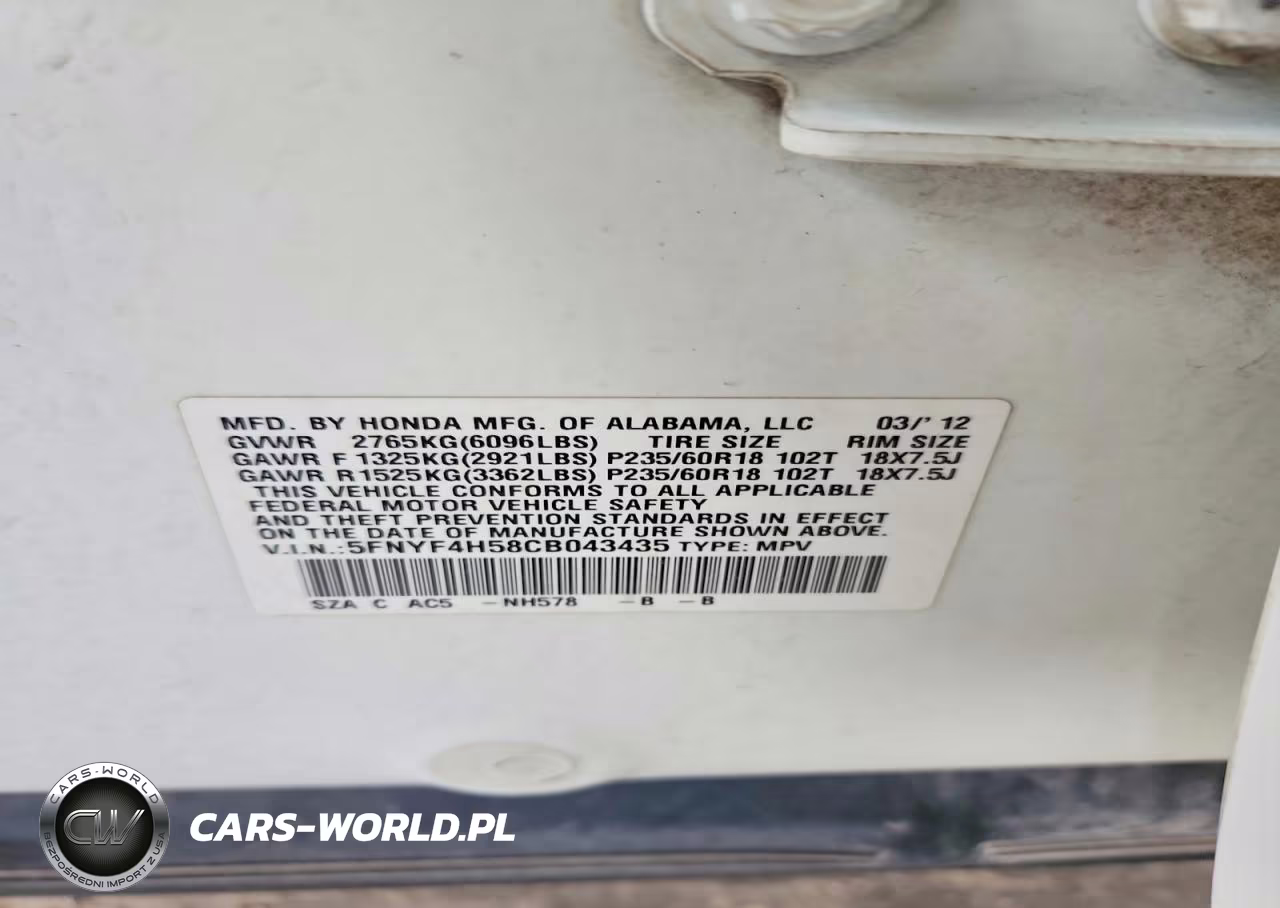 2012 Honda Pilot Exl VIN:5FNYF4H58CB043435 - 13